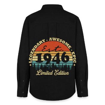 Legendär seit 1946 – Vintage Geburtstagsgeschenk - Chemise Oxford Femme - noir - Dos - AI Model Female 172 light (172cm)