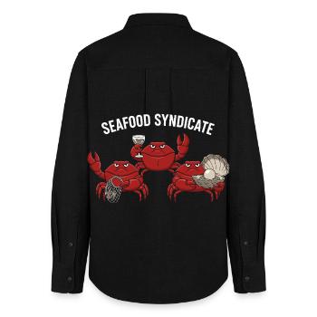 Syndicat des fruits de mer Crabes Mafia Fruits de mer - Chemise Oxford Femme - noir - Dos - AI Model Female 172 light (172cm)