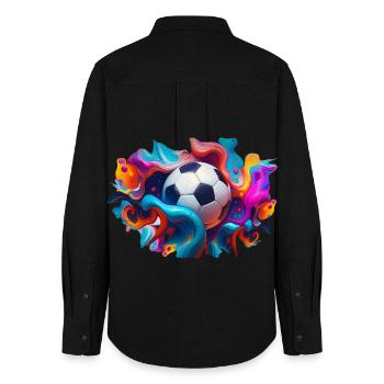 Colorful Soccer | Fußballspieler - Frauen Oxford Hemd - Schwarz - Hinten - AI Model Female 172 light (172cm)