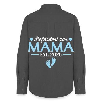 Promoted to Mom 2026 Baby Shower - Women's Oxford Shirt - anthracite - Back - AI Model Female 172 light (172cm)