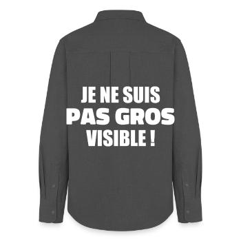Humour : Je ne suis pas gros, je suis visible ! - Chemise Oxford Femme - charbon - Dos - AI Model Female 172 light (172cm)