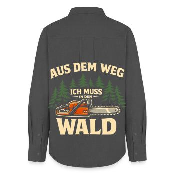 Chainsaw Chainsaw Funny Lumberjack Gift - Women's Oxford Shirt - anthracite - Back - AI Model Female 172 light (172cm)