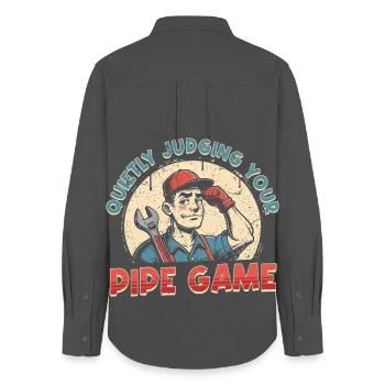 Constructeur de pipelines Pipelayer Jugeant votre jeu de pipe - Chemise Oxford Femme - charbon - Dos - AI Model Female 172 light (172cm)