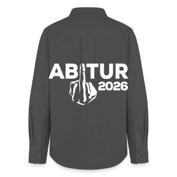ABI 2026 Mittelfinger Abitur - Geschenk - Frauen Oxford Hemd - Anthrazit - Hinten - AI Model Female 172 light (172cm)