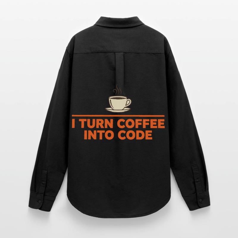 Je transforme le café en code – Programmer Retro Chemise Oxford Femme