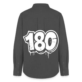 180 Dartsport Profi Outfit Volltreffer - Frauen Oxford Hemd - Anthrazit - Hinten - AI Model Female 172 light (172cm)