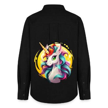 Licorne arc-en-ciel à Sonnencircle - Chemise Oxford Femme - noir - Dos - AI Model Female 172 light (172cm)