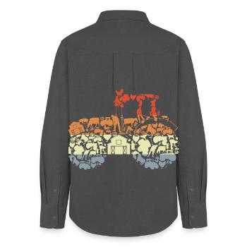 Retro Tractor Silhouette - Women's Oxford Shirt - anthracite - Back - AI Model Female 172 light (172cm)