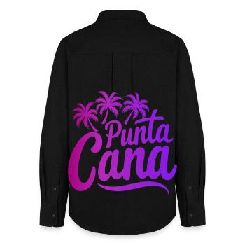 Punta Cana Caribbean Vacation with Palm Trees - Women's Oxford Shirt - black - Back - AI Model Female 172 light (172cm)