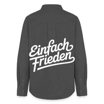 Einfach Frieden – Ruhe, Menschlichkeit - Frauen Oxford Hemd - Anthrazit - Hinten - AI Model Female 172 light (172cm)