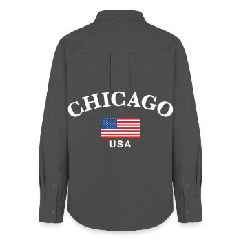 Chicago, États-Unis - Chemise Oxford Femme - charbon - Dos - AI Model Female 172 light (172cm)
