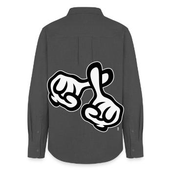 Finger cross (hands / cross / religion / NEG 1C) - Women's Oxford Shirt - anthracite - Back - AI Model Female 172 light (172cm)