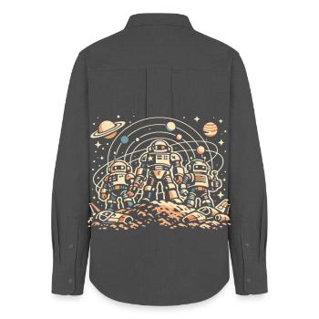 Trio robotique des astronautes du sol lunaire - Chemise Oxford Femme - charbon - Dos - AI Model Female 172 light (172cm)