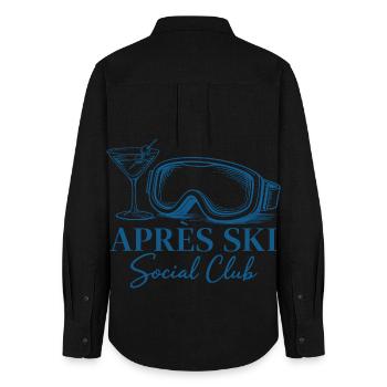 Après Ski Club Cocktail Skiing Winter Holiday - Women's Oxford Shirt - black - Back - AI Model Female 172 light (172cm)