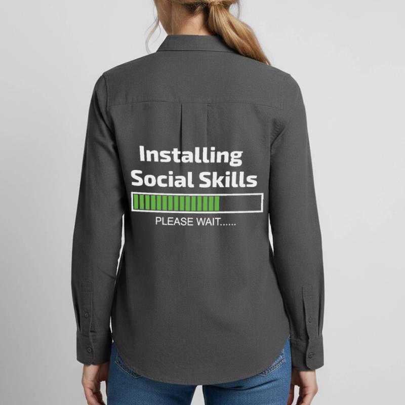 Social Skills Loading Funny Software Programmer Women's Oxford Shirt