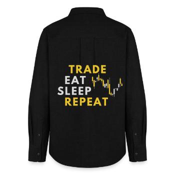 Trader - Négociation d’actions en bourse - Chemise Oxford Femme - noir - Dos - AI Model Female 172 light (172cm)