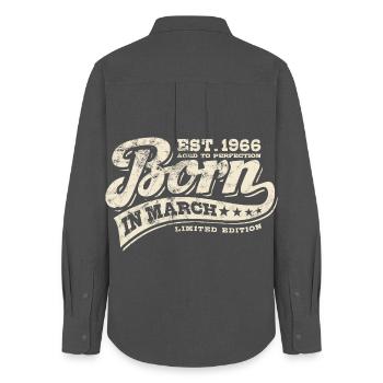 Born in March 1966 - Birthday - Gift - Women's Oxford Shirt - anthracite - Back - AI Model Female 172 light (172cm)