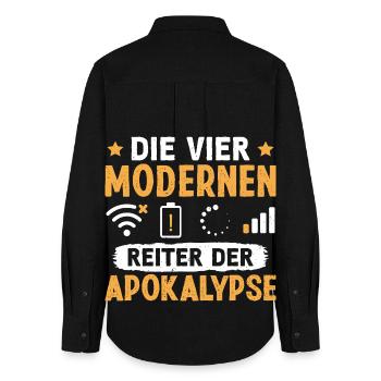Nerd THE FOUR HORSEMEN OF THE MODERN APOCALYPSE - Women's Oxford Shirt - black - Back - AI Model Female 172 light (172cm)