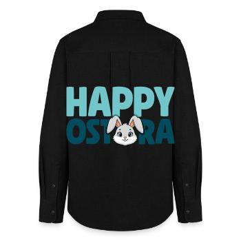 Happy Ostara Rabbit Bunny Easter Ostara - Women's Oxford Shirt - black - Back - AI Model Female 172 light (172cm)