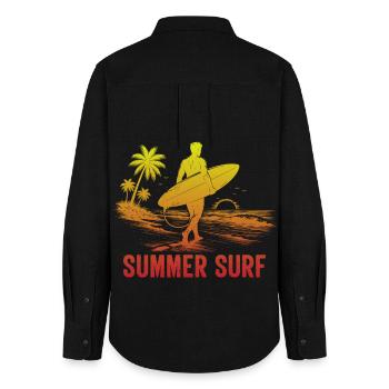 Enjoy the Summer Summer Surf In Blue Paradise - Women's Oxford Shirt - black - Back - AI Model Female 172 light (172cm)