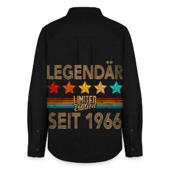 60th Birthday Man Woman 60 Years 1966 Decoration Funny - Women's Oxford Shirt - black - Back - AI Model Female 172 light (172cm)