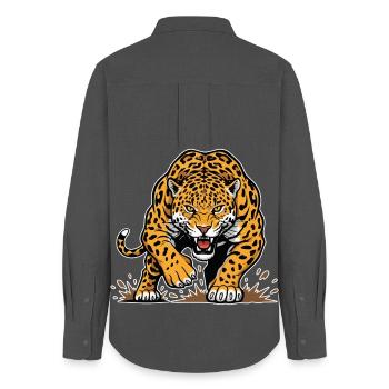 Jaguar Leopard Wild Racing Mascot Predator - Women's Oxford Shirt - anthracite - Back - AI Model Female 172 light (172cm)