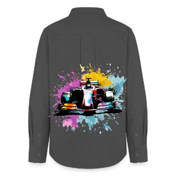 Colorful Splash Art Rush Race Car Driver Racing - Women's Oxford Shirt - anthracite - Back - AI Model Female 172 light (172cm)