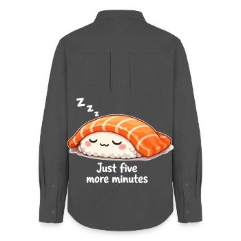 Sushi Kawaii endormi : encore cinq minutes - Chemise Oxford Femme - charbon - Dos - AI Model Female 172 light (172cm)