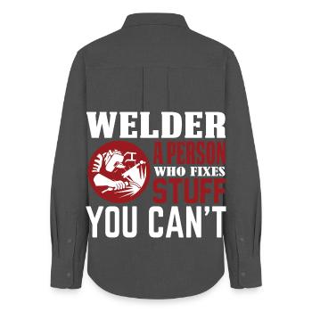 welder a person.... - Women's Oxford Shirt - anthracite - Back - AI Model Female 172 light (172cm)