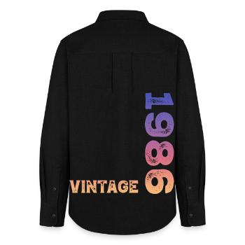 Vintage 1986 - Women's Oxford Shirt - black - Back - AI Model Female 172 light (172cm)