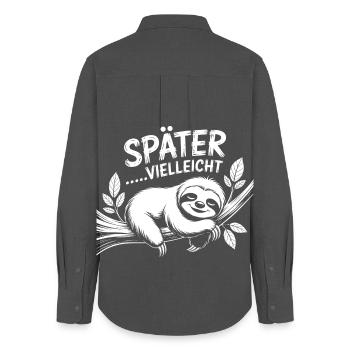 Heute nicht Sloth - Frauen Oxford Hemd - Anthrazit - Hinten - AI Model Female 172 light (172cm)