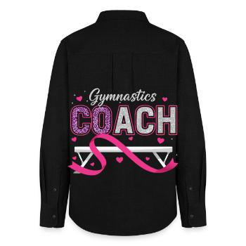 Gymnastik Trainerin Coach Turnen - Frauen Oxford Hemd - Schwarz - Hinten - AI Model Female 172 light (172cm)