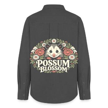 Possum Blossom - Women's Oxford Shirt - anthracite - Back - AI Model Female 172 light (172cm)