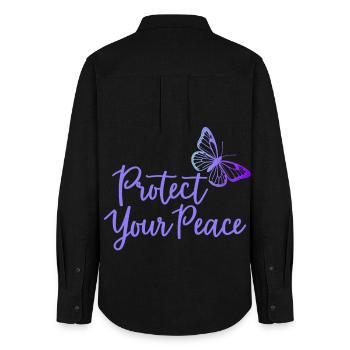 Protégez votre paix papillon paix intérieure - Chemise Oxford Femme - noir - Dos - AI Model Female 172 light (172cm)
