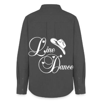 Logo du script de la danse en ligne - Chemise Oxford Femme - charbon - Dos - AI Model Female 172 light (172cm)