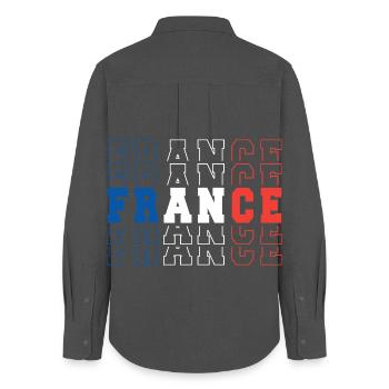 France Football Fan Flag Blue White Red Sport - Women's Oxford Shirt - anthracite - Back - AI Model Female 172 light (172cm)