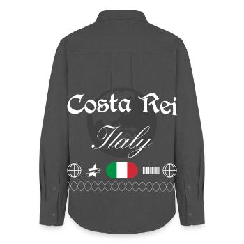 Costa Rei Italien Streetwear Reise Souvenir - Frauen Oxford Hemd - Anthrazit - Hinten - AI Model Female 172 light (172cm)