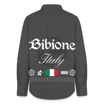 Bibione Italy Streetwear Travel Souvenir - Women's Oxford Shirt - anthracite - Back - AI Model Female 172 light (172cm)