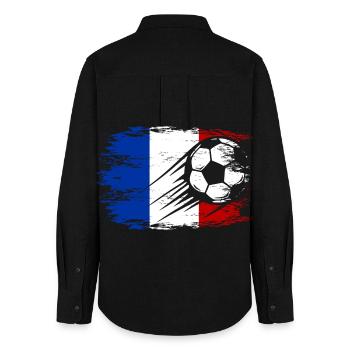 Football drapeau français utilisé - Chemise Oxford Femme - noir - Dos - AI Model Female 172 light (172cm)