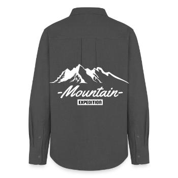 T-shirt d’aventure expédition en montagne - Chemise Oxford Femme - charbon - Dos - AI Model Female 172 light (172cm)