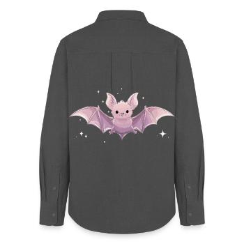 Spooky Cute Pastel Bat – Kawaii Gothic Style - Frauen Oxford Hemd - Anthrazit - Hinten - AI Model Female 172 light (172cm)