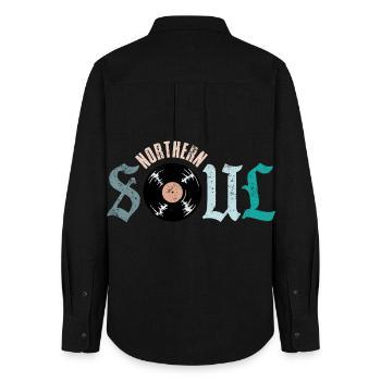 Northern Soul Music Vinyl - Frauen Oxford Hemd - Schwarz - Hinten - AI Model Female 172 light (172cm)