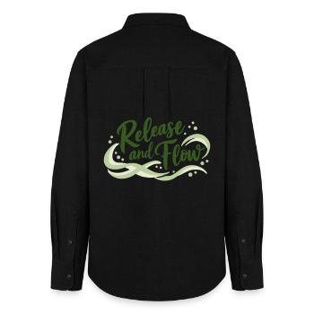 Release and Flow Loslassen und Energiefluss - Women's Oxford Shirt - black - Back - AI Model Female 172 light (172cm)