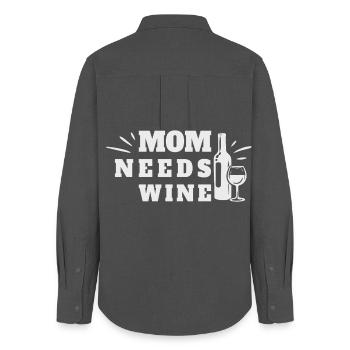 Maman a besoin de vin Fête des Mères Amoureux du vin - Chemise Oxford Femme - charbon - Dos - AI Model Female 172 light (172cm)