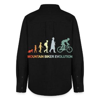 Mountainbiker Evolution - Frauen Oxford Hemd - Schwarz - Hinten - AI Model Female 172 light (172cm)