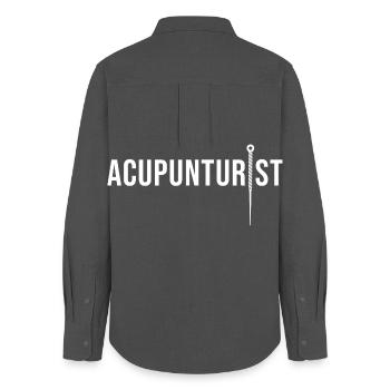 TCM Specialist Precision Healing Arts Authority  - Women's Oxford Shirt - anthracite - Back - AI Model Female 172 light (172cm)