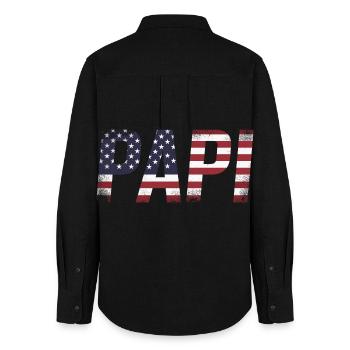 Papi USA Flagge Vintage Papa - Frauen Oxford Hemd - Schwarz - Hinten - AI Model Female 172 light (172cm)