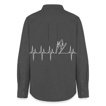 Saut à Ski électrocardiogramme ECG Saut à Ski - Chemise Oxford Femme - charbon - Dos - AI Model Female 172 light (172cm)