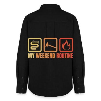 Fire Brigade Weekend - Women's Oxford Shirt - black - Back - AI Model Female 172 light (172cm)