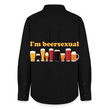Ich bin biersexuell trinke Bier Liebhaber - Frauen Oxford Hemd - Schwarz - Hinten - AI Model Female 172 light (172cm)